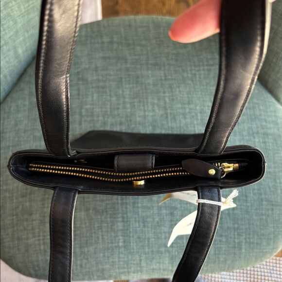 RALPH LAUREN Vintage Leather Black Bucket Shoulder Bag Black w/ Gold Accents NWT - Picture 8 of 12